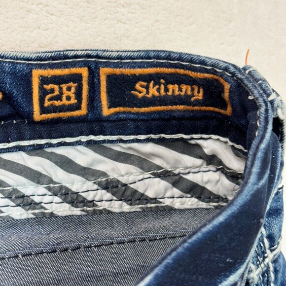 Rock Revival Jeans Skinny Stacey Distressed Low Rise Glittered Women's Size 28 - Picture 10 of 14